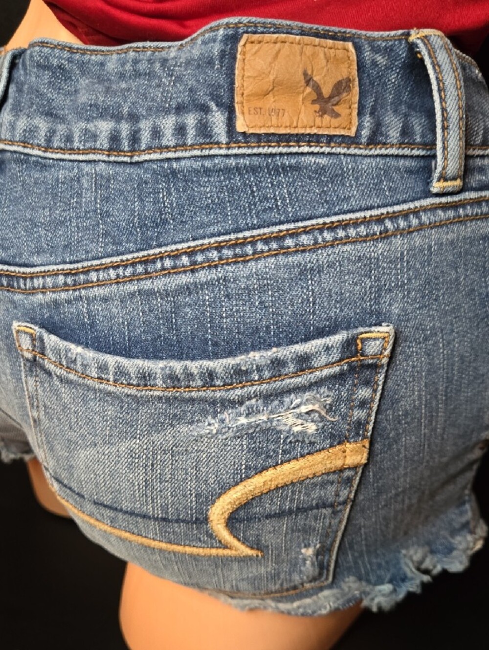 American Eagle Outfitters Denim Cutoff Shorts - Light Blue & Dark Blue - Picture 15 of 15